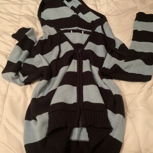Charlotte Russe Black and Gray Striped Cardigan